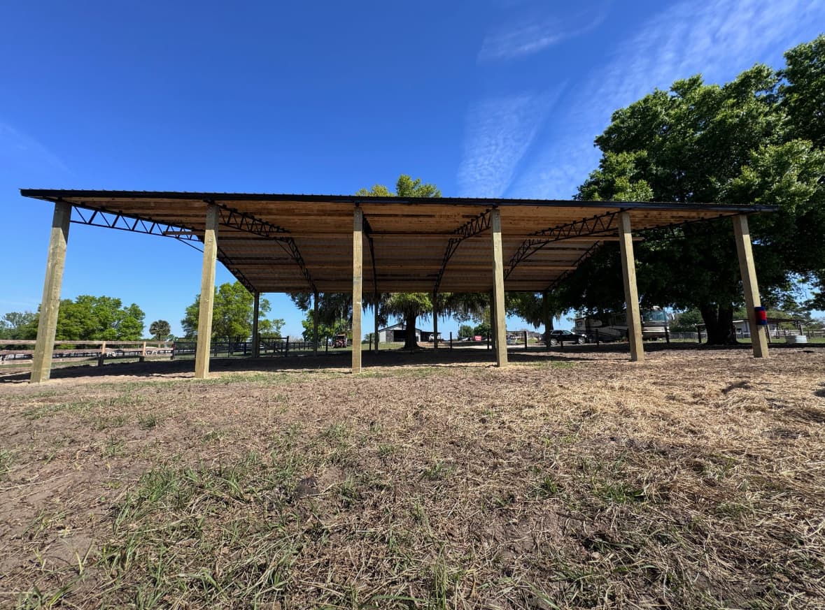 Equipment storage pole barn