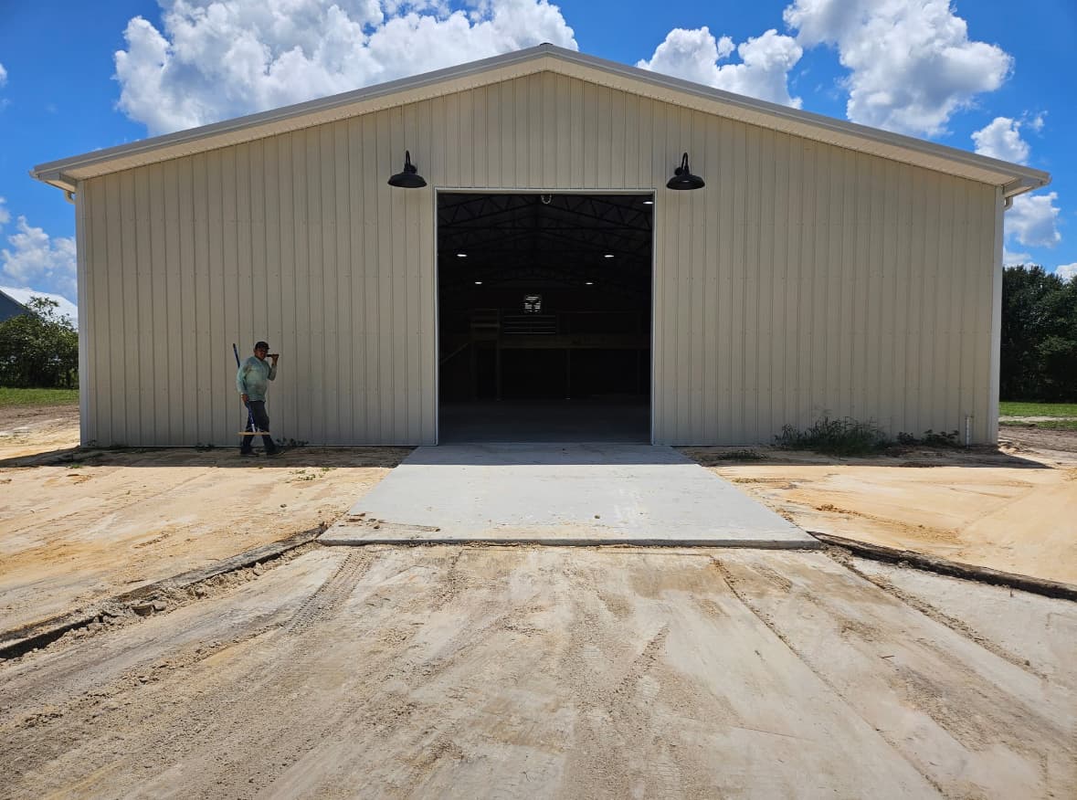 Open pole barn for RV storage