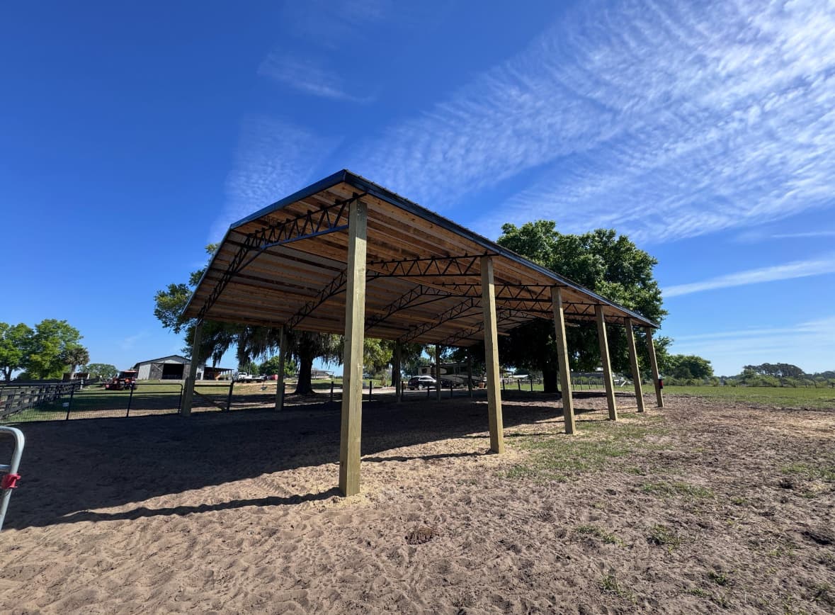 Equipment storage pole barn in Florida